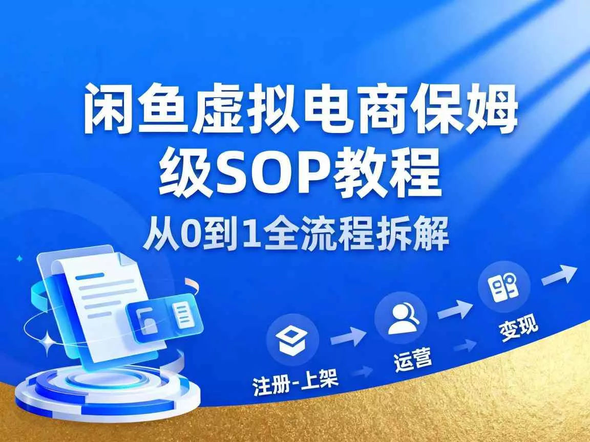闲鱼虚拟电商，月入轻松过1W，保姆级SOP教程 - 项目资源网