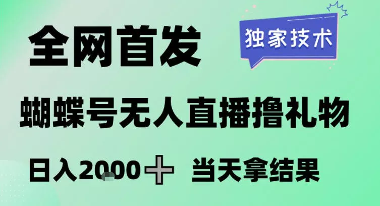 2026最新蝴蝶号无人直播掘金，独家技术，全网首发小白做了一个月收益3W，长期稳定可做【揭秘】 - 项目资源网