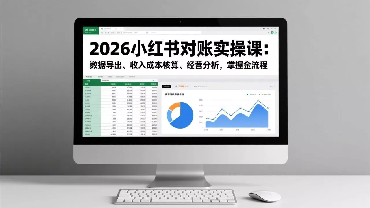 2026小红书对账实操课：数据导出、收入成本核算、经营分析，掌握全流程 - 项目资源网