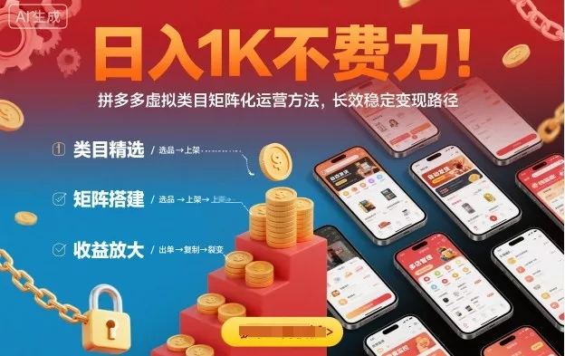 日入1K不费力！拼多多虚拟类目矩阵化运营方法，长效稳定变现路径 - 项目资源网