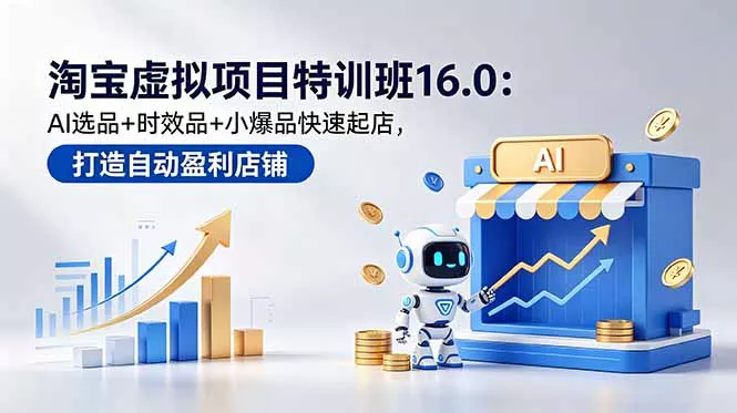 淘宝虚拟项目特训班16.0：AI选品+时效品+小爆品快速起店，打造自动盈利店铺 - 项目资源网