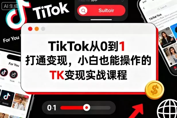 TikTok从0到1打通变现，小白也能操作的TK变现实战课程 - 项目资源网