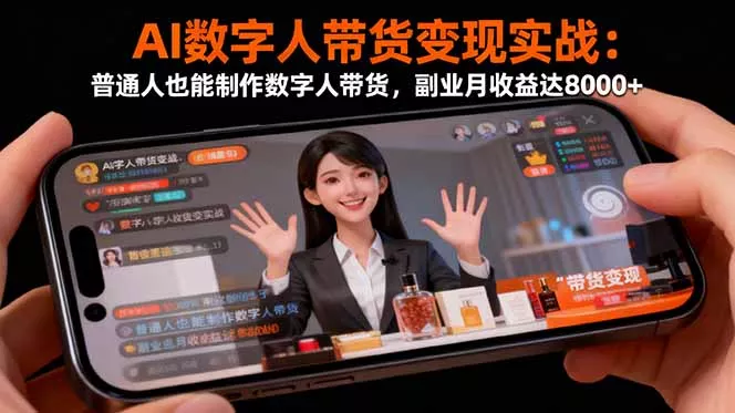 AI数字人带货变现实战：普通人也能制作数字人带货，副业月收益达8000+ - 项目资源网