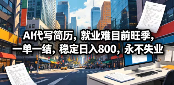 AI代写简历，就业难目前旺季，一单一结，稳定日入800，永不失业 - 项目资源网