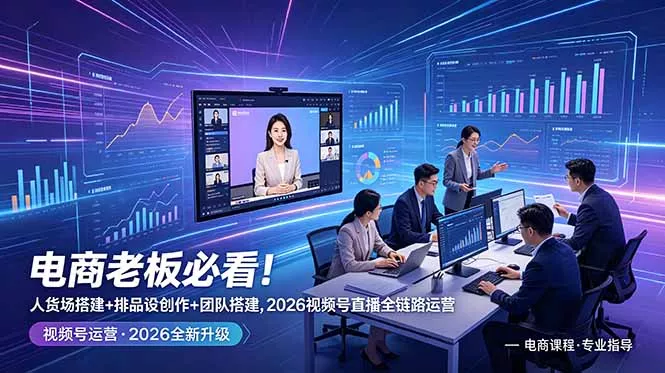电商老板必看！人货场搭建+排品设计+素材创作+团队搭建，2026视频号直播全链路运营 - 项目资源网