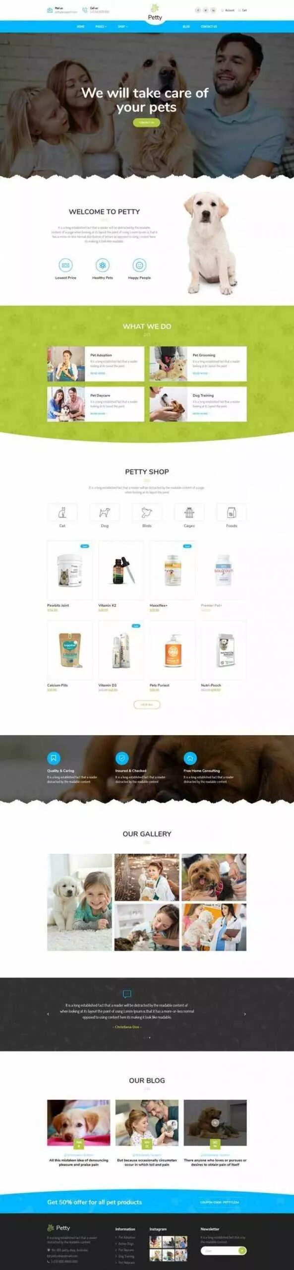 Bootstrap扁平响应式宠物商店宠物医院网站 - 项目资源网