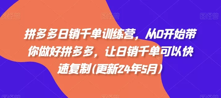 拼多多日销千单训练营，从0开始带你做好拼多多，让日销千单可以快速复制(更新25年12月) - 项目资源网