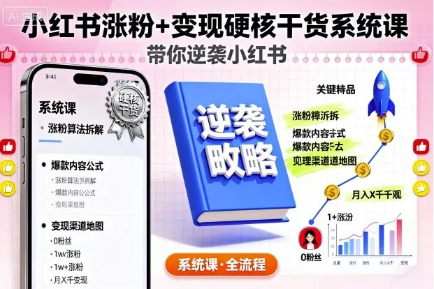 小红书涨粉+变现硬核干货系统课，带你逆袭小红书 - 项目资源网