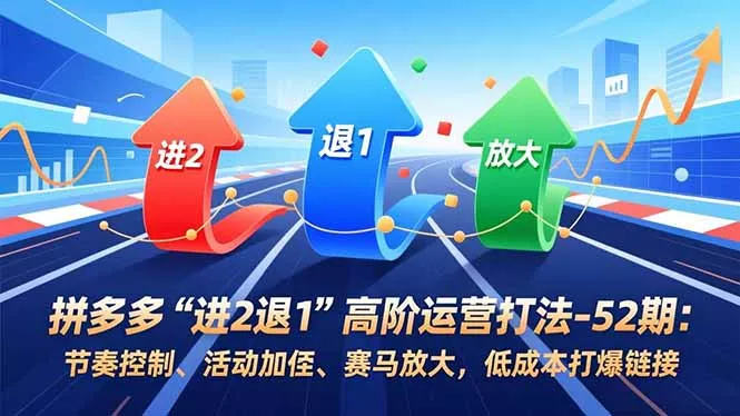 拼多多“进2退1”高阶运营打法-52期：节奏控制、活动加权、赛马放大，低成本打爆链接 - 项目资源网