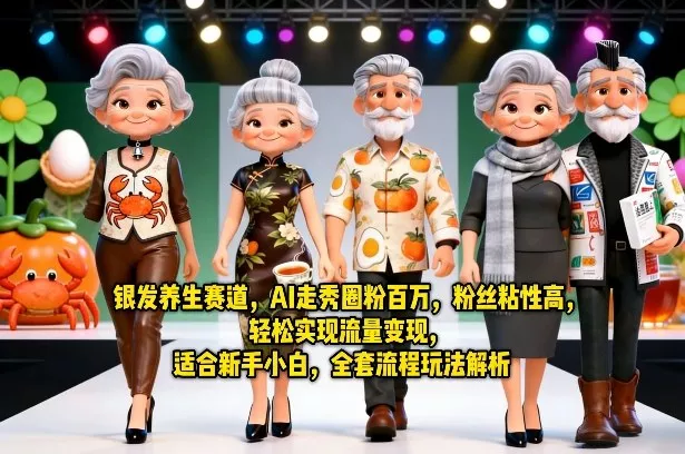 银发养生赛道，AI走秀圈粉百万，粉丝粘性高，轻松实现流量变现，适合新手小白，全套流程玩法解析 - 项目资源网