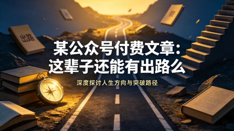 某公众号付费文章:这辈子还能有出路么 某公众号付费文章:这辈子还能有出路么