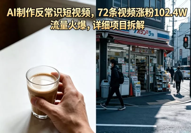 AI制作反常识短视频，72条视频涨粉102.4W，流量火爆，详细项目拆解 - 项目资源网