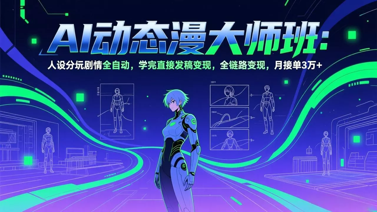 AI动态漫剧大师班：人设分镜剧情全自动，学完直接发稿变现，全链路变现，月接单3万+ - 项目资源网