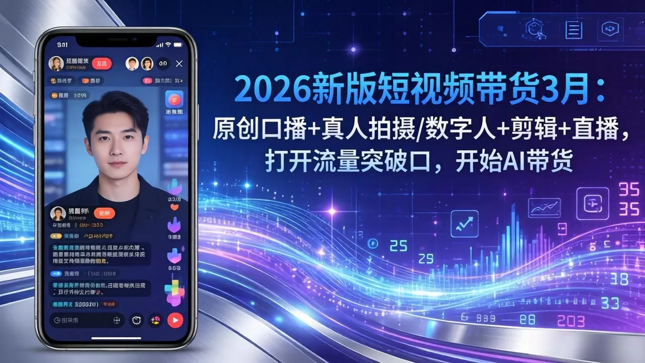 2026新版短视频带货3月:原创口播+真人拍摄/数字人+剪辑+直播,打开流量突破口,开始AI带货 2026新版短视频带货3月:原创口播+真人拍摄/数字人+剪辑+直播,打开流量突破口,开始AI带货