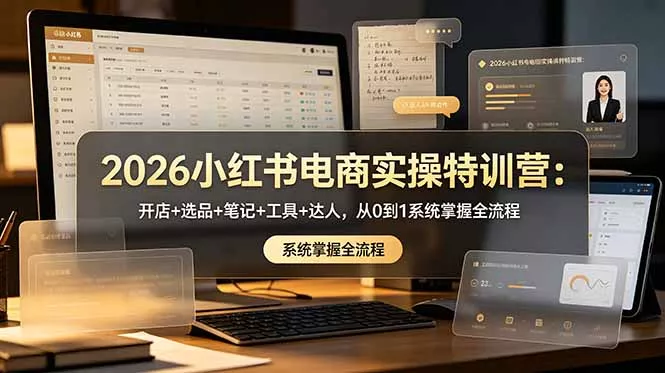 2026小红书电商实操特训营：开店+选品+笔记+工具+达人，从0到1系统掌握全流程 - 项目资源网