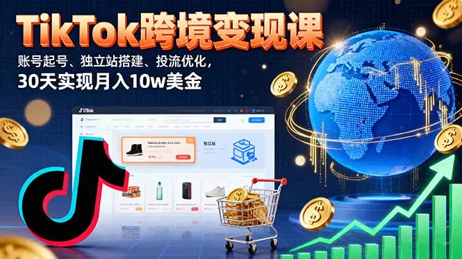 TikTok跨境变现课：账号起号、独立站搭建、投流优化，30天实现月入10w美金 - 项目资源网