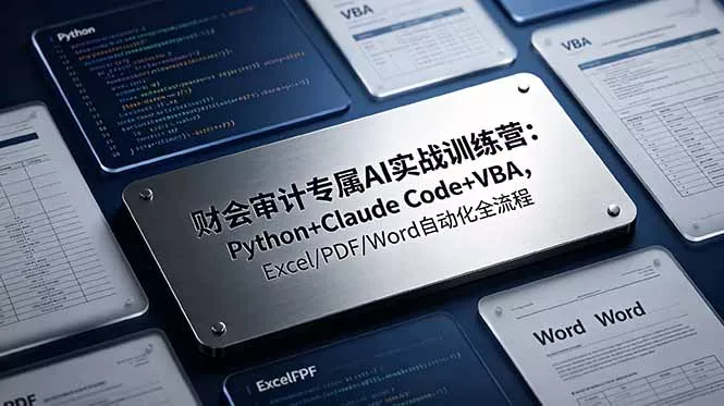 财会审计专属 AI实战训练营:Python+Claude Code+VBA,Excel/PDF/Word自动化全流程 财会审计专属 AI实战训练营:Python+Claude Code+VBA,Excel/PDF/Word自动化全流程