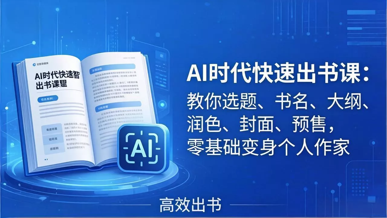 AI时代7天闪电出书课：教你选题、书名、大纲、润色、封面、预售，零基础变身个人作家 - 项目资源网