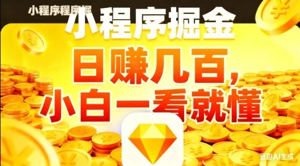 微信小程序掘金项目,日入几张,项目简单,小白一看就懂,5分钟就能学会上手操作【揭秘】