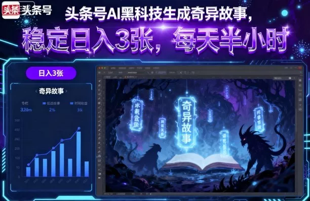 头条号AI黑科技生成奇异故事，稳定日入3张，每天半小时 - 项目资源网