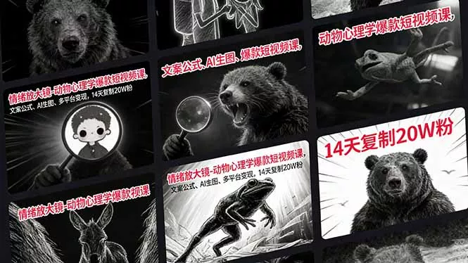 情绪放大镜-动物心理学爆款短视频课，文案公式、AI生图、多平台变现，14天复制20W粉 - 项目资源网