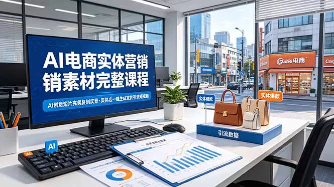AI电商实体营销素材完整课程，AI创意短片完美复刻实景，实体店一键生成宣传引流短视频 - 项目资源网