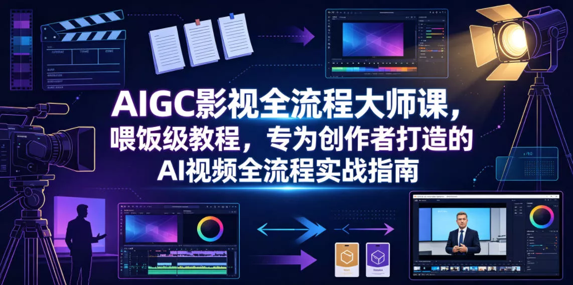 AIGC影视全流程大师课，喂饭级教程，专为创作者打造的AI视频全流程实战指南 - 项目资源网