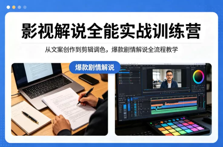 影视解说全能实战训练营:从文案创作到剪辑调色,爆款剧情解说全流程教学 影视解说全能实战训练营:从文案创作到剪辑调色,爆款剧情解说全流程教学