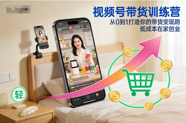 视频号带货训练营，从0到1打造你的带货变现路，低成本在家创业 - 项目资源网