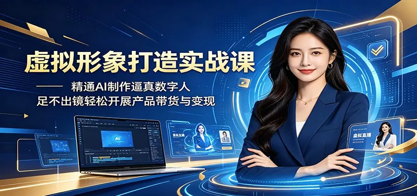 虚拟形象打造实战课：精通AI制作逼真数字人，足不出镜轻松开展产品带货与变现 - 项目资源网