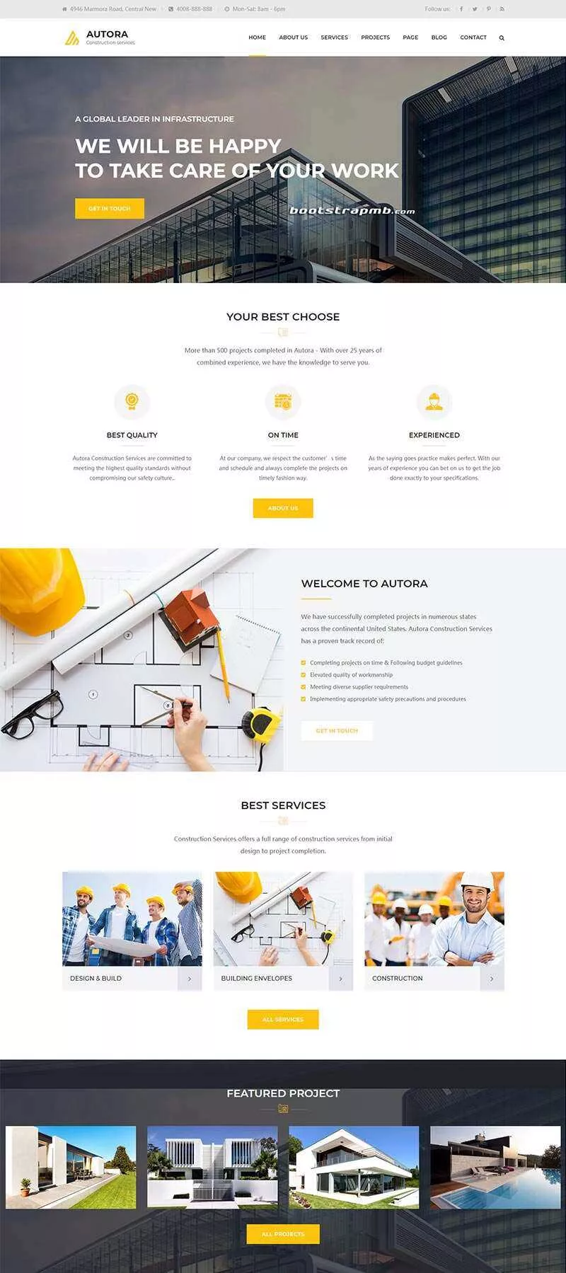 Bootstrap响应式的房地产建筑企业网站HTML模板 - 项目资源网