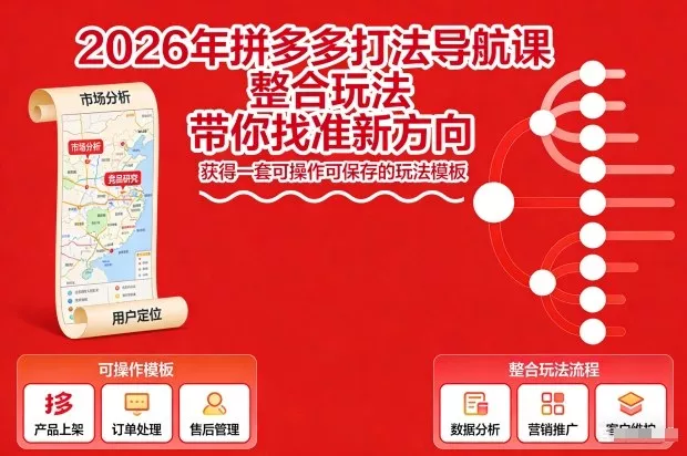 2026年拼多多打法导航课,整合玩法,带你找准新方向,获得一套可操作可保存的玩法模板 2026年拼多多打法导航课,整合玩法,带你找准新方向,获得一套可操作可保存的玩法模板