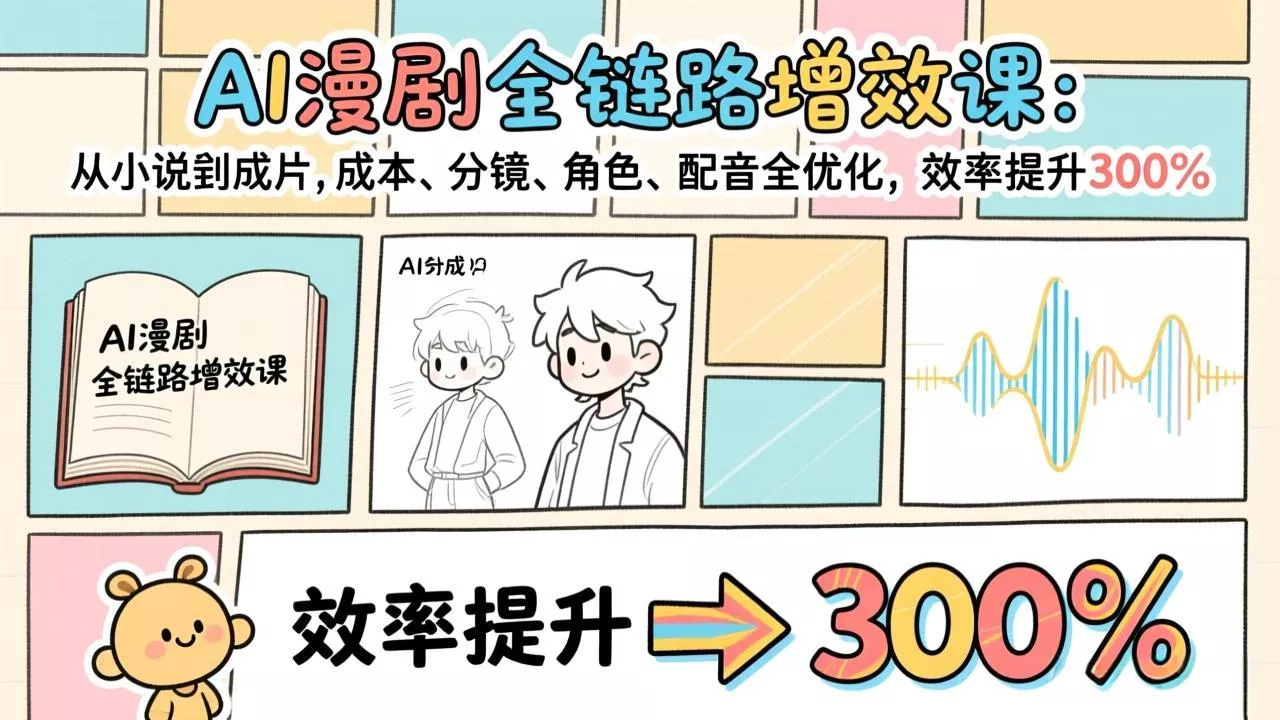 AI漫剧全链路增效课：从小说到成片，成本、分镜、角色、配音全优化，效率提升300% - 项目资源网