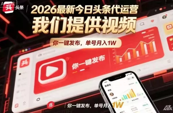 今日头条躺賺模式，你9我1，操作简单，一键发布，单机日入数百，长期合作【揭秘】 - 项目资源网