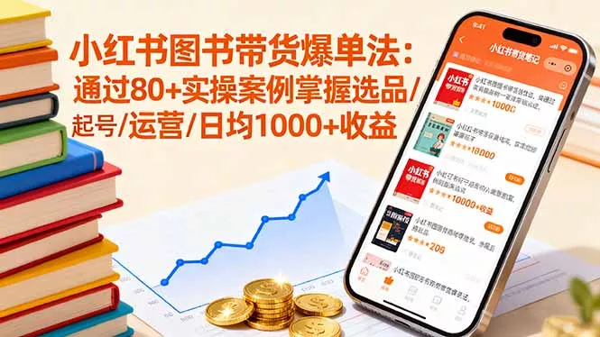 小红书图书带货爆单法：通过80+实操案例掌握选品/起号/运营/日均1000+收益 - 项目资源网