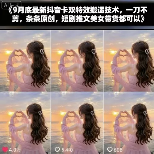 9月底最新抖音卡双特效搬运技术,一刀不剪,条条原创,短剧推文美女带货都可以