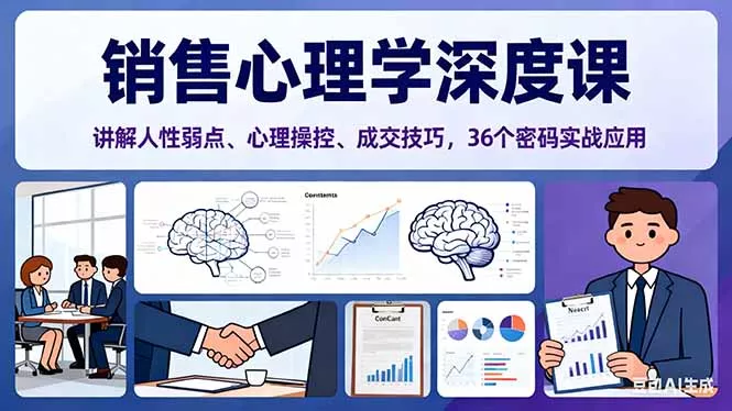销售心理学深度课，讲解人性弱点、心理操控、成交技巧，36个密码实战应用 - 项目资源网