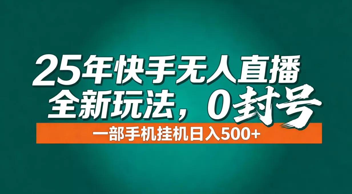 年底流量风口：快手无人直播全新玩法，一部手机挂机日入500+ - 项目资源网
