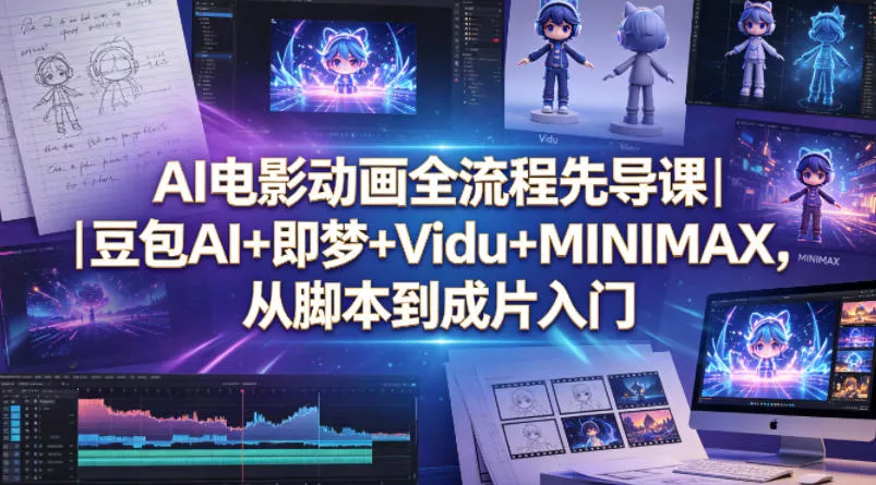 AI电影动画全流程先导课｜豆包AI+即梦+Vidu+MINIMAX，从脚本到成片入门 - 项目资源网