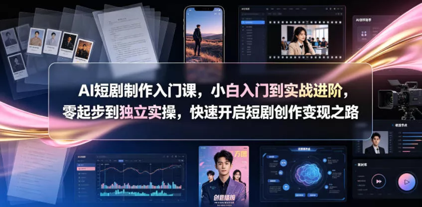 AI短剧制作入门课，小白入门到实战进阶，零起步到独立实操，快速开启短剧创作变现之路 - 项目资源网