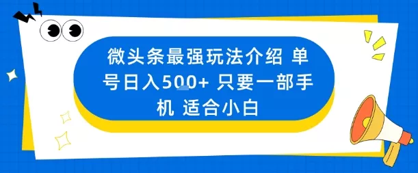 微头条最强玩法介绍一个号日入5张+只要一部手机适合小白 - 项目资源网