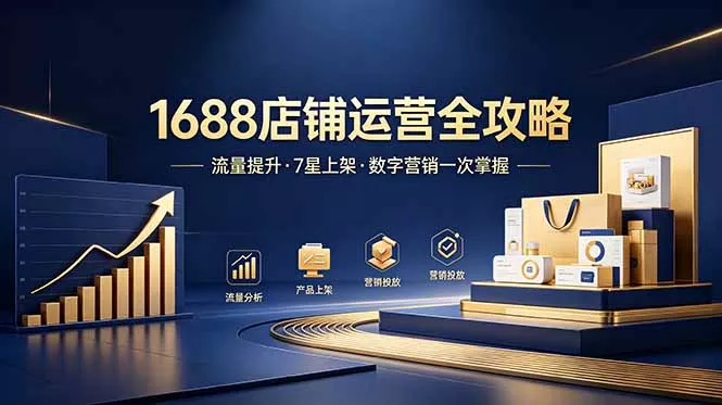 1688店铺没流量？产品上架不到7星？数字营销不会投？全套运营技能一次学(更新6月 - 项目资源网