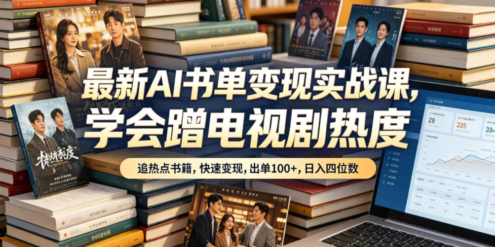 最新AI书单变现实战课，学会蹭电视剧热度，追热点书籍，快速变现，出单100+，日入四位数 - 项目资源网
