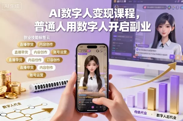 AI数字人变现课程，普通人用数字人开启副业 - 项目资源网
