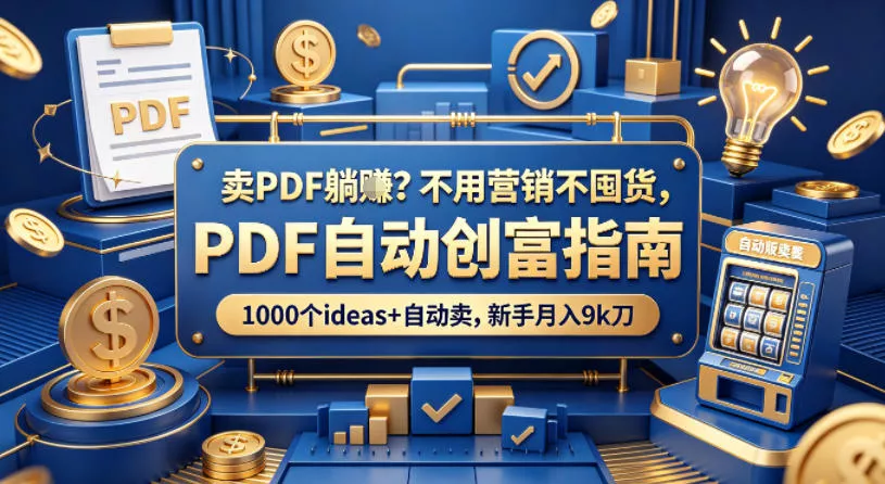 卖PDF躺賺？不用营销不囤货，PDF自动创富指南，1000个ideas+自动卖，新手月入9k刀【原创双语字幕】 - 项目资源网