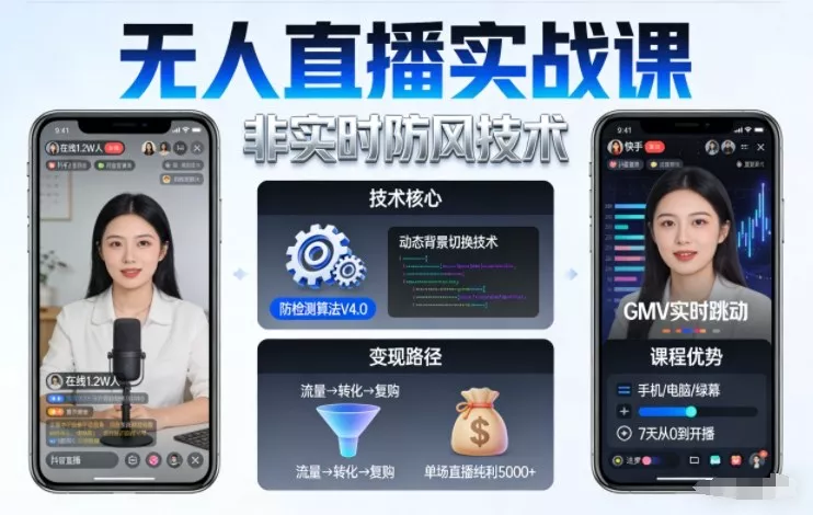 宝子哥无人直播实战课，非实时防风技术，聚焦抖音快手等平台直播带货，轻松开启直播变现之路(更新2026年5月10日) - 项目资源网