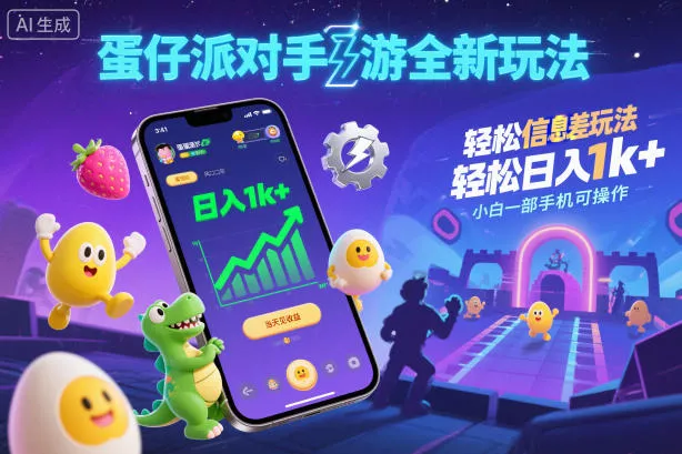 蛋仔派对手游全新玩法，轻松日入1k+，风口信息差玩法，当天见收益，小白一部手机可操作 - 项目资源网