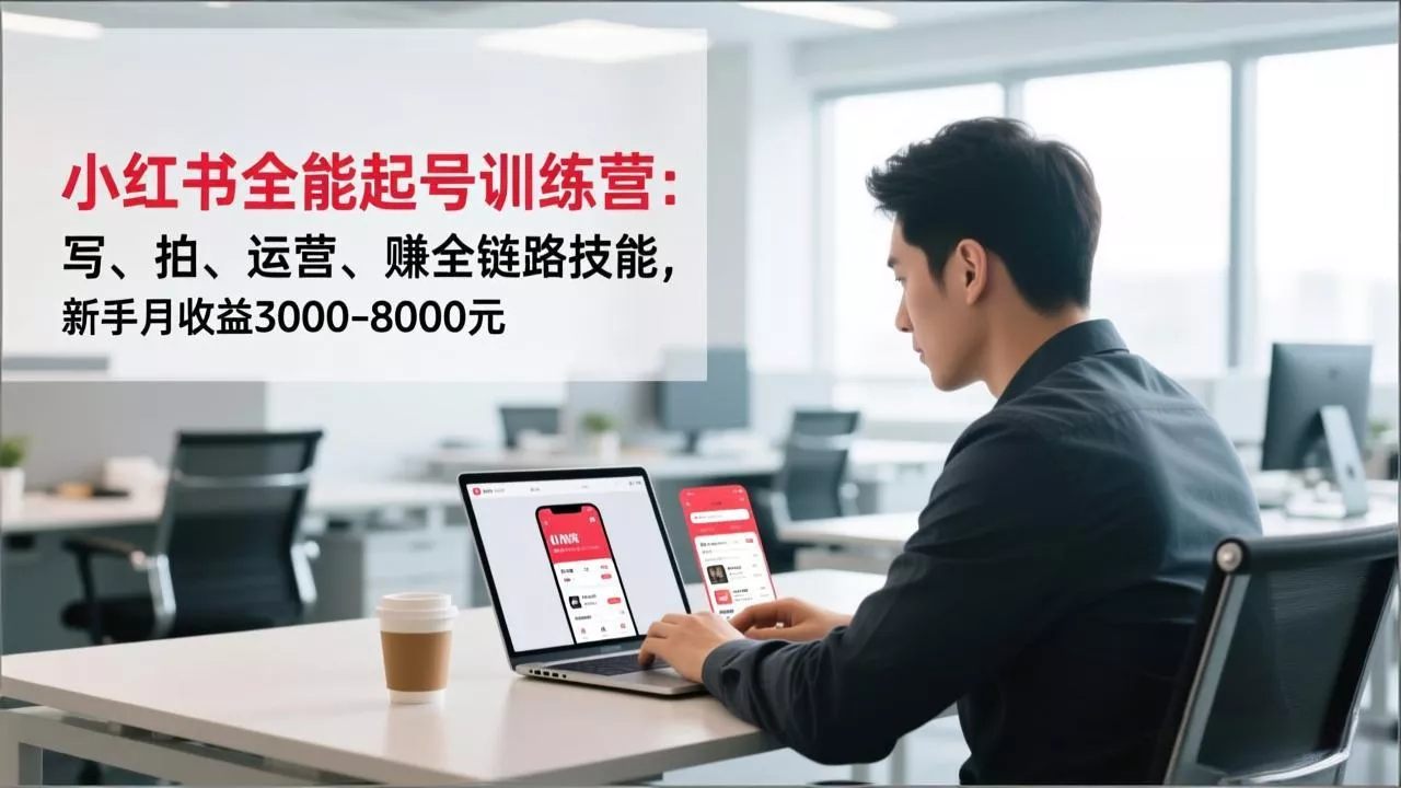 小红书全能起号训练营：写、拍、运营、赚全链路技能，新手月收益3000-8000元 - 项目资源网
