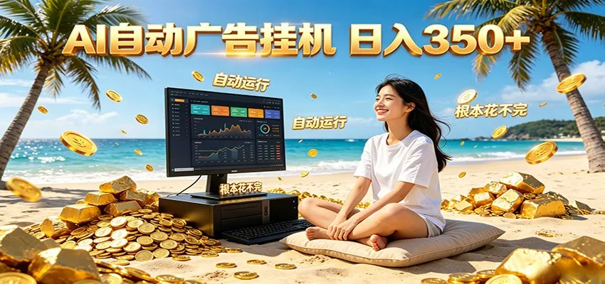 AI自动广告挂机 日入350+ 真正做到躺赚式变现，根本花不完！ - 项目资源网