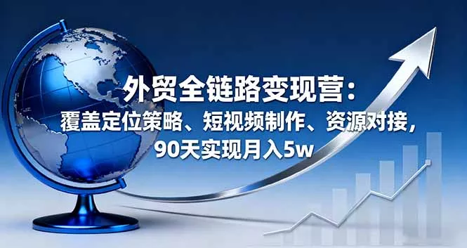 外贸全链路变现营：覆盖定位策略、短视频制作、资源对接，90天实现月入5w - 项目资源网